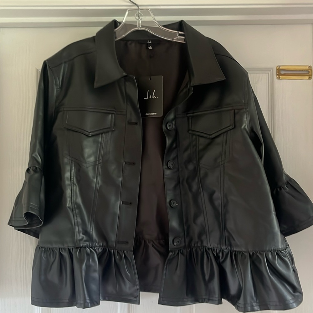 Joh. Apparel faux leather peplum jacket/top